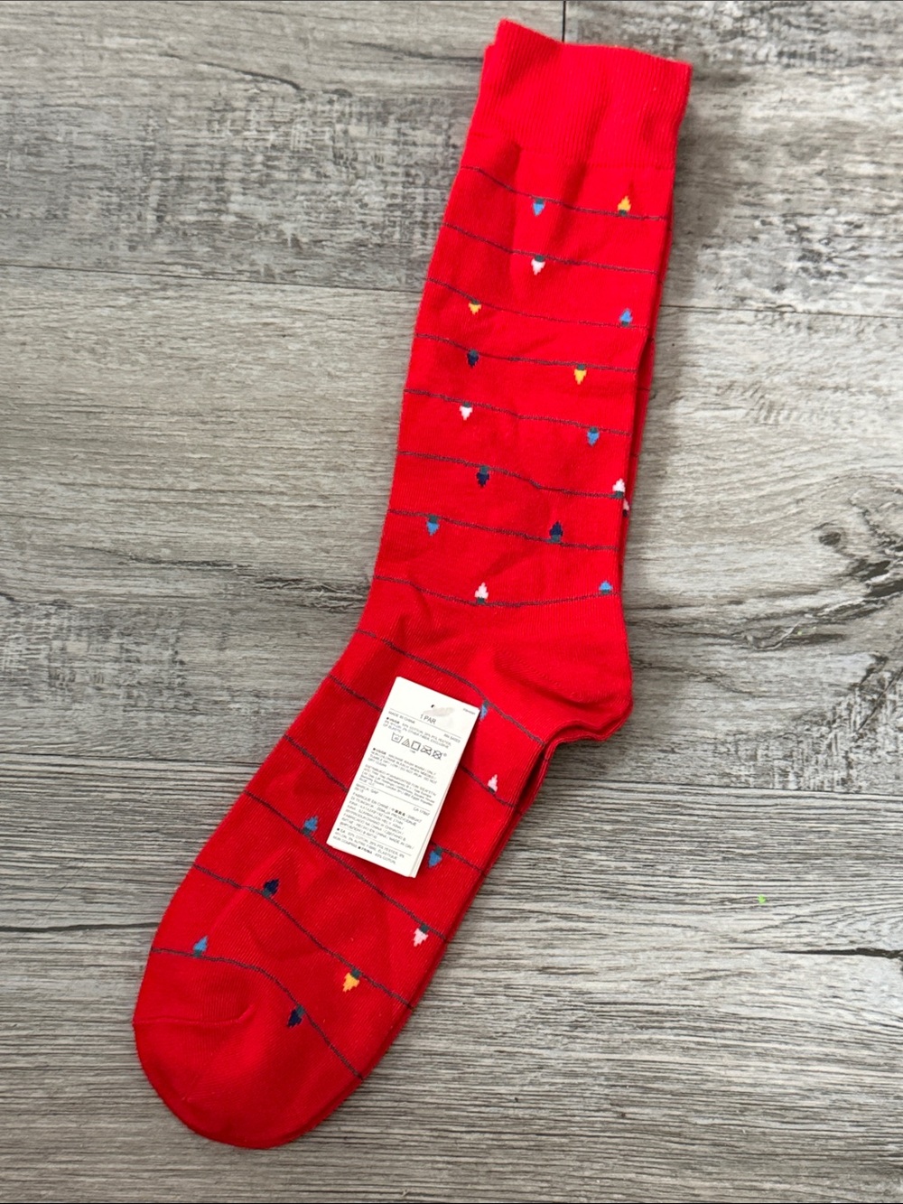 Men's Red Patterned Dress Crew Socks
